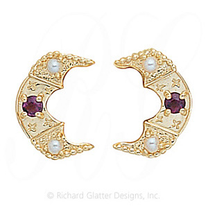 GS345-2 PT/PL - 14 Karat Gold Slide with Pink Tourmaline center and Pearl accents 
